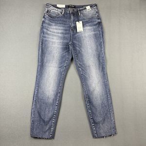 Judy Blue Jeans Womens 13 31 Relaxed Fit Dark Blue Raw Hem High Rise NEW #3